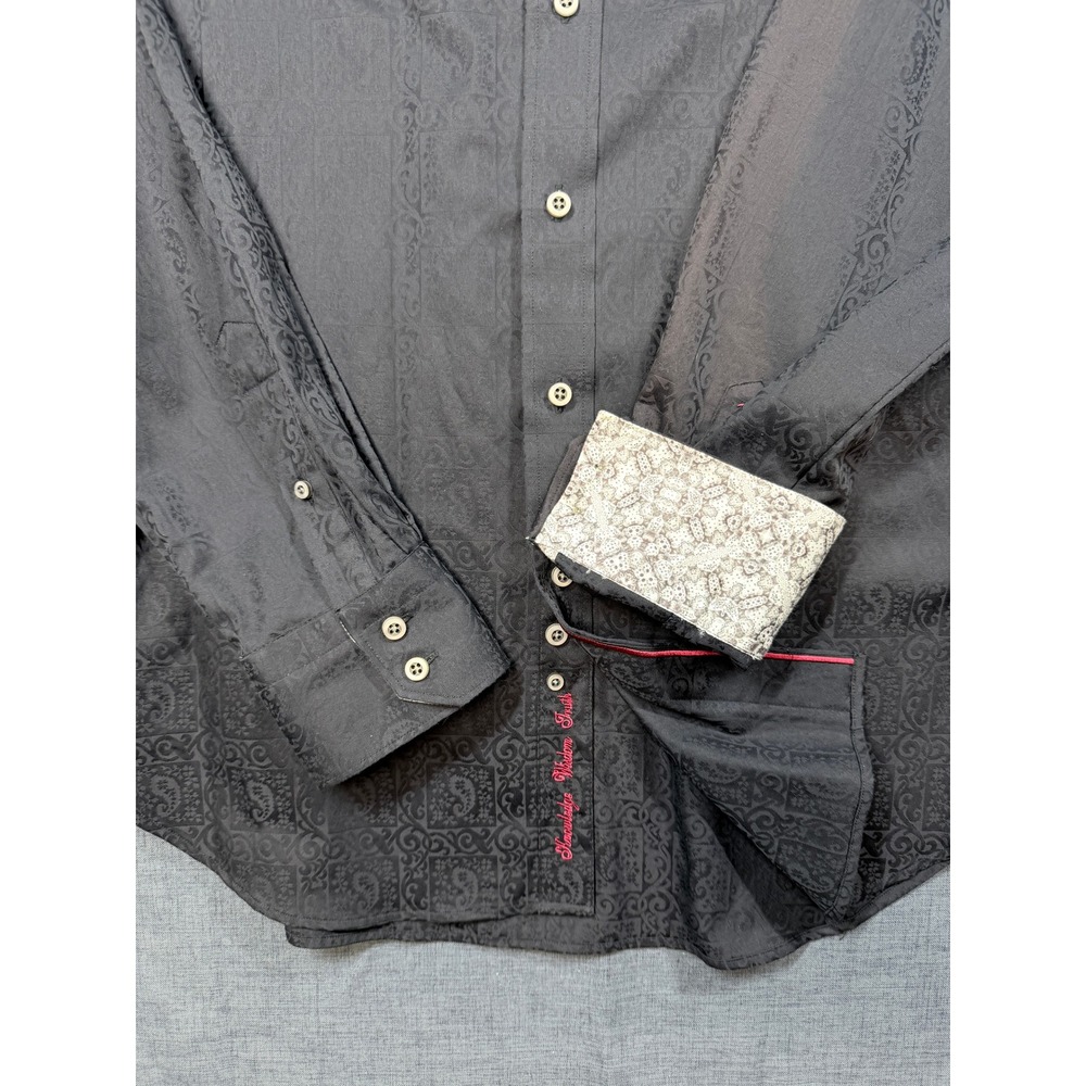 Robert Graham Mens XL Long Sleeve Button Down Shirt Black Paisley Jacquard - Picture 2 of 10